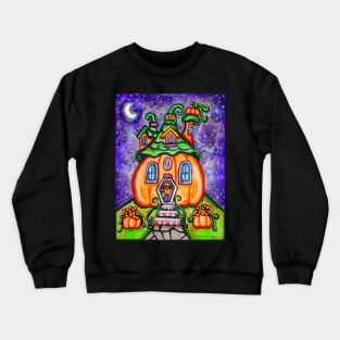 Whimsical Halloween Pumpkin House Crewneck Sweatshirt